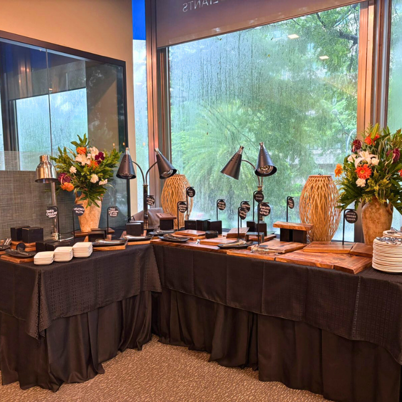 Buffet table setup at Figari and HGS contract signing event