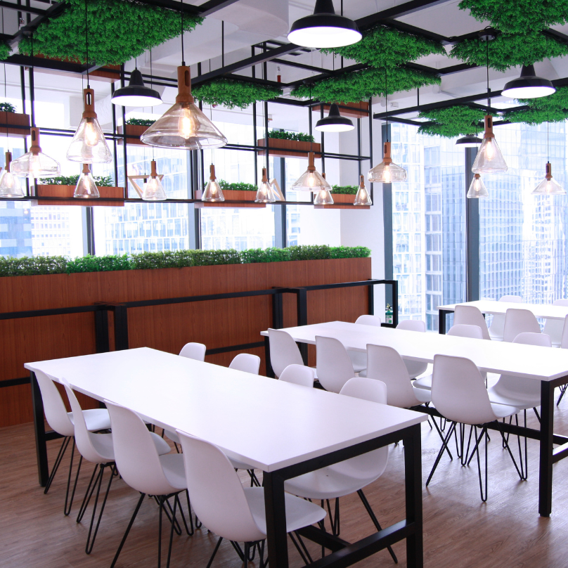 The Curve common area with lounge seating and collaborative spaces