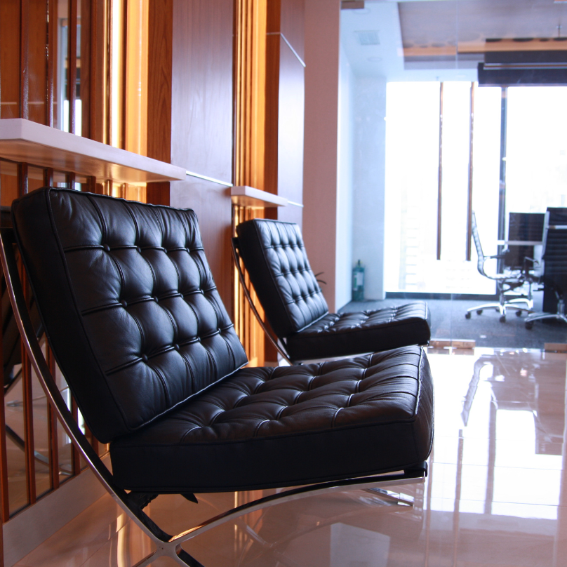 The Curve reception area with front desk and seating